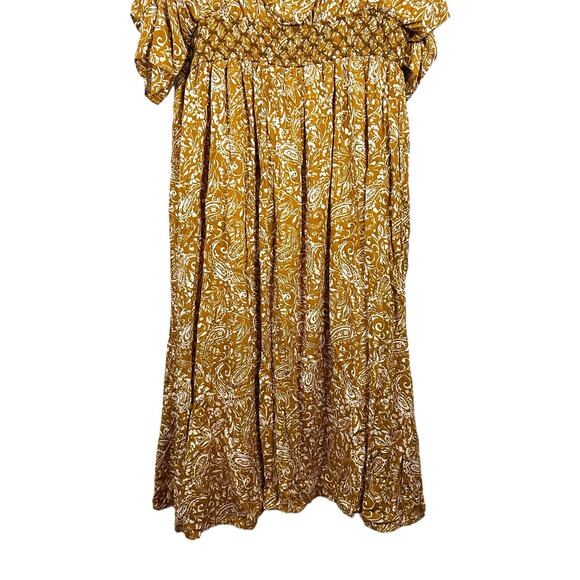 eShakti Wayward Fancies Sz 2X Floral V Neck Smocked Midi Dress Cottagecore Boho - Picture 6 of 14